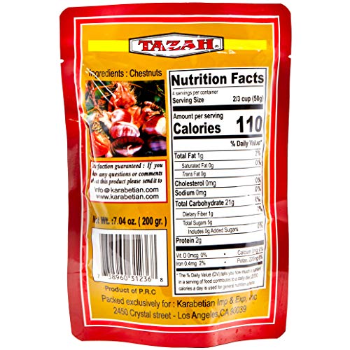 Tazah Grilled And Peeled Chestnut 7.04 Ounce 200 Grams