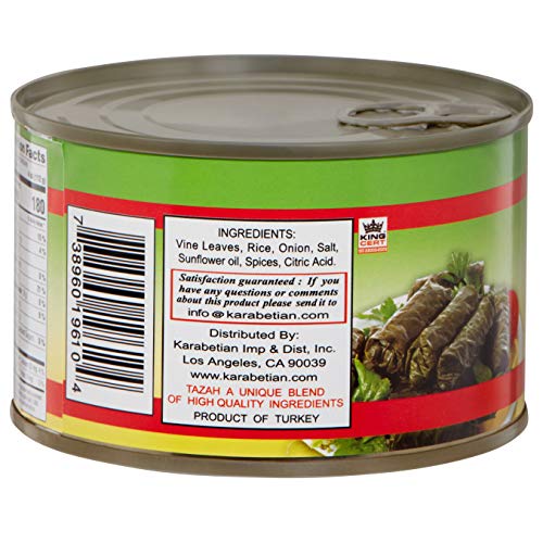 Tazah Premium Stuffed Grape Leaves Dolmas 14.1 Ounce 400 Grams