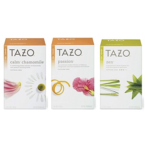 Tazo Assorted Tea Sampler 20Ct Calm Chamomile, Passion, Zen Gree Tazo Assorted Tea Sampler 20Ct Calm Chamomile, Passion, Zen Gree