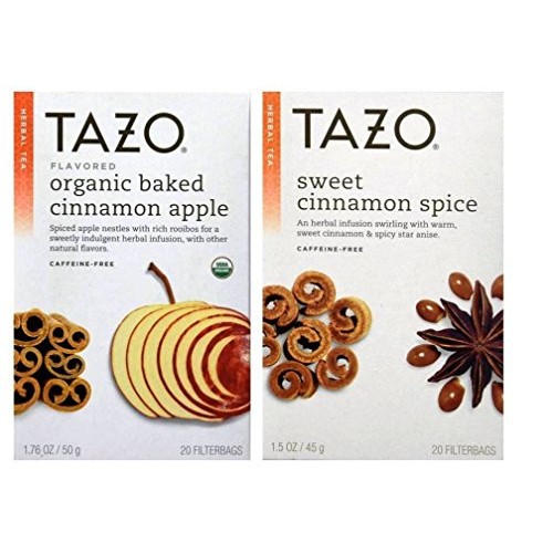 Tazo Herbal Spiced Tea Bundle: 1 Organic Baked Cinnamon Apple, 1
