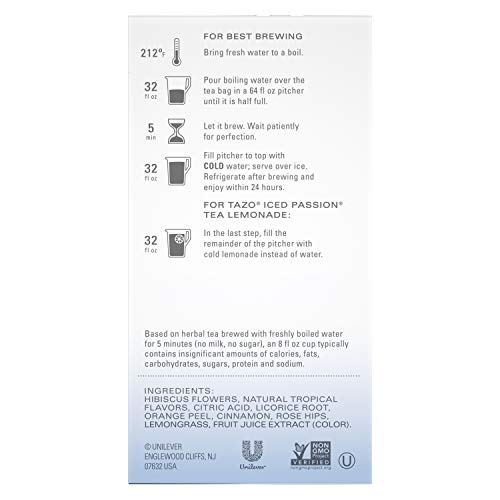 Tazo Herbal Tea Iced Tea Bags For A Refreshing Cold Beverage Ice