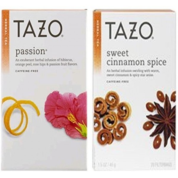 Tazo Sweet Cinnamon Spice Tea And Passion Tea 40 Bags 2 Pack