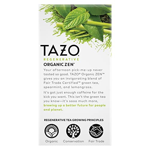 TAZO Tea Bags, Green Tea, Regenerative Organic Zen Tea, 16 Count