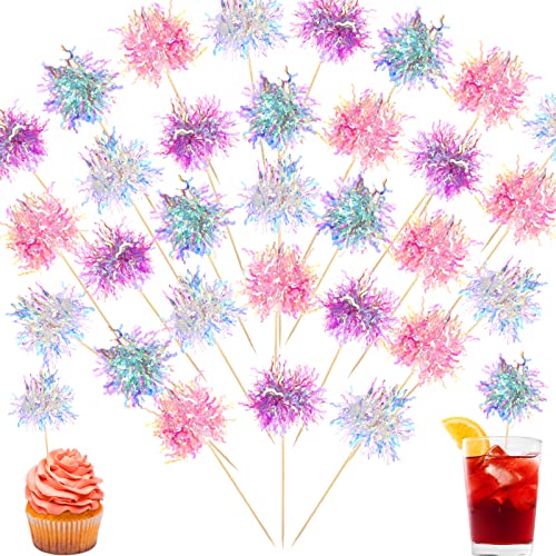 Tboxbo 120 Pcs Firework Cupcake Toppers Foil Frill Toothpicks Ca