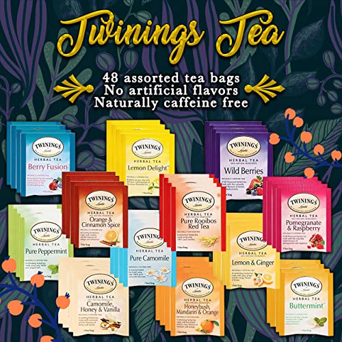 Twinings Tea Sampler Set 12 Flavors Assortment 48 Assorted Tea B...