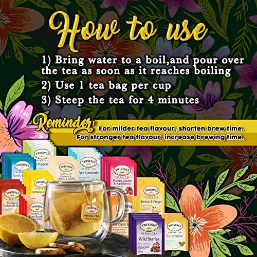 Twinings Tea Sampler Set 12 Flavors Assortment 48 Assorted Tea B...