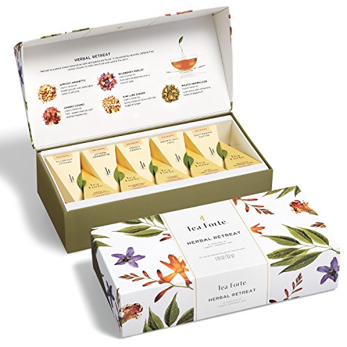 Tea Forte Herbal Retreat Petite Presentation Box Tea Sampler, As