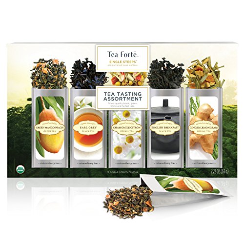 Tea Forte Organic Classic Tea Sampler, Single Steeps Loose Leaf