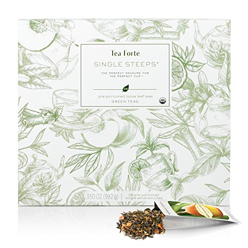 Tea Forte Organic Green Teas Variety Gift Box, Single Steeps Loo