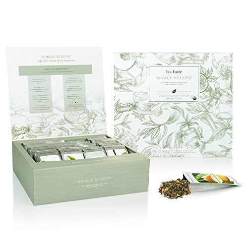 Tea Forte Organic Green Teas Variety Gift Box, Single Steeps Loo