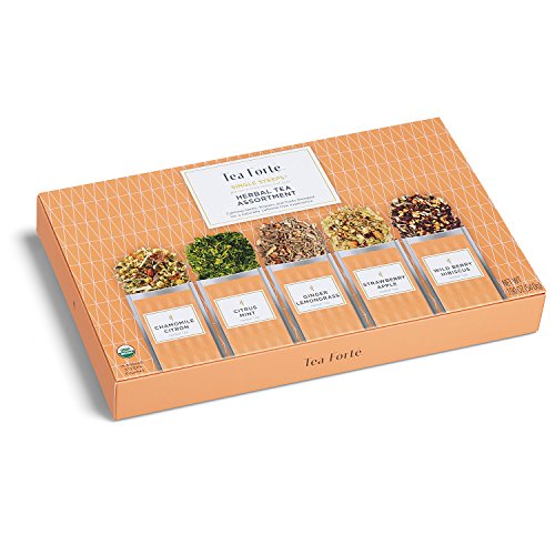 Tea Forte Organic Herbal Tea Sampler, Single Steeps Loose Leaf T