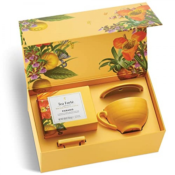 Tea Forte Paradis Gift Set With Cafe Cup, Tea Tray And 10 Handcr