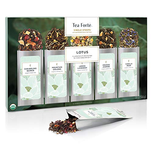 Tea Forte Single Steeps Loose Leaf Tea Sampler, Assorted Variety