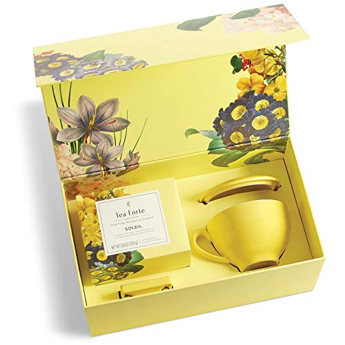 Tea Forte Soleil Gift Set With Yellow Cafe Cup, Tea Tray And 10