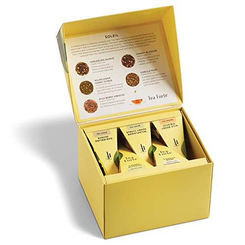 Tea Forte Soleil Gift Set With Yellow Cafe Cup, Tea Tray And 10