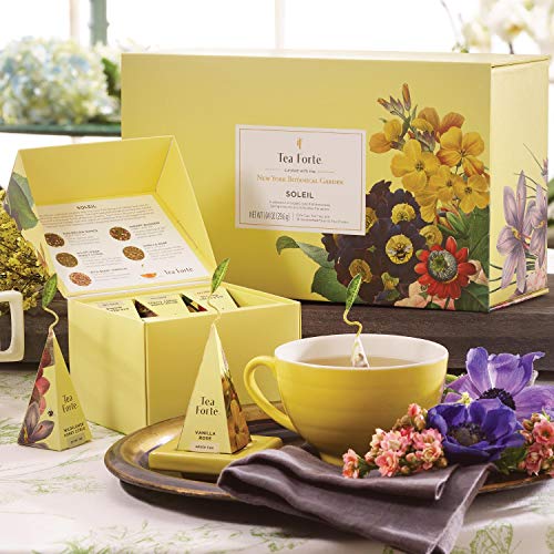 Tea Forte Soleil Gift Set With Yellow Cafe Cup, Tea Tray And 10