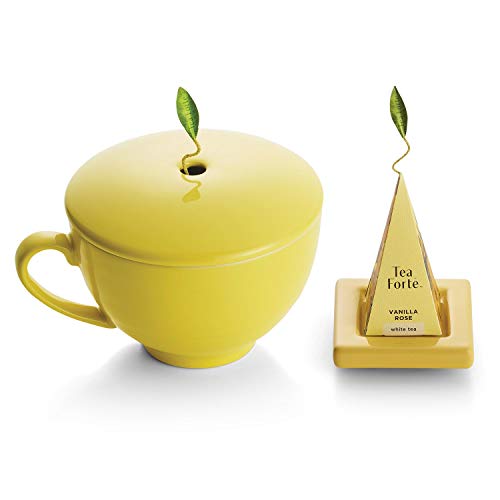 Tea Forte Soleil Gift Set With Yellow Cafe Cup, Tea Tray And 10