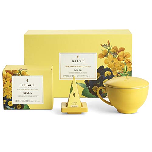 Tea Forte Soleil Gift Set With Yellow Cafe Cup, Tea Tray And 10