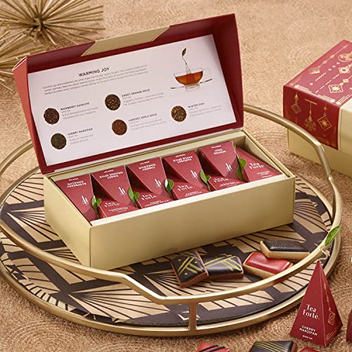 Tea Forte Warming Joy Gift Set, Holiday Spice Tea Sampler With 1