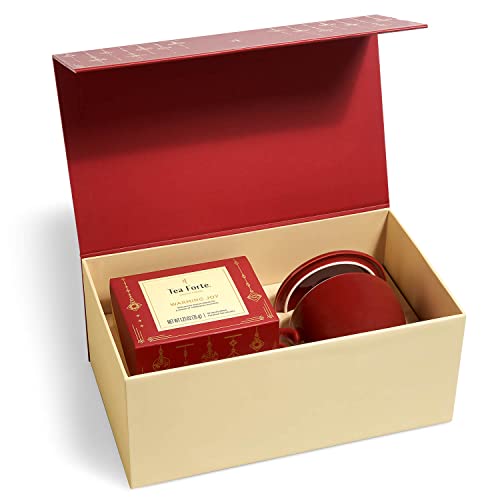 Tea Forte Warming Joy Tea Gift Set, Tea Gift Box With Red Cafe C