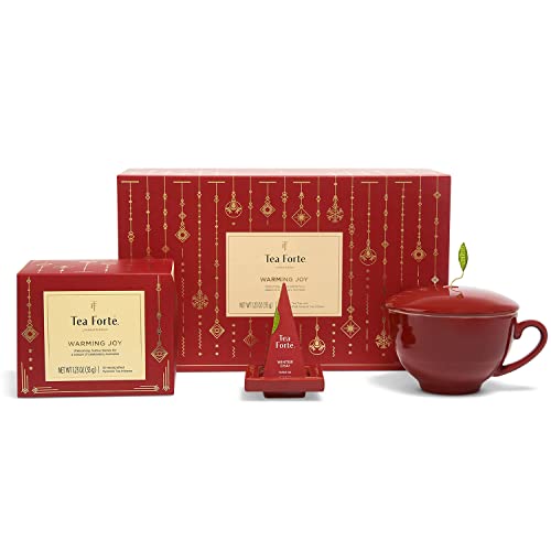 Tea Forte Warming Joy Tea Gift Set, Tea Gift Box With Red Cafe C