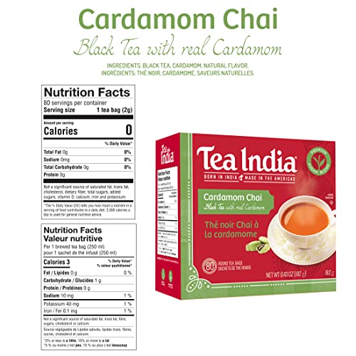 Tea India Premium Red Box Cardamom Chai Tea Flavorful Blend Of P...