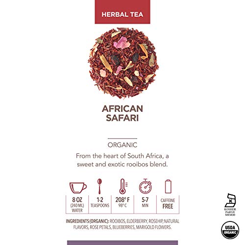 Teabloom Organic Herbal Tea, African Safari Loose Leaf Tea, Swee