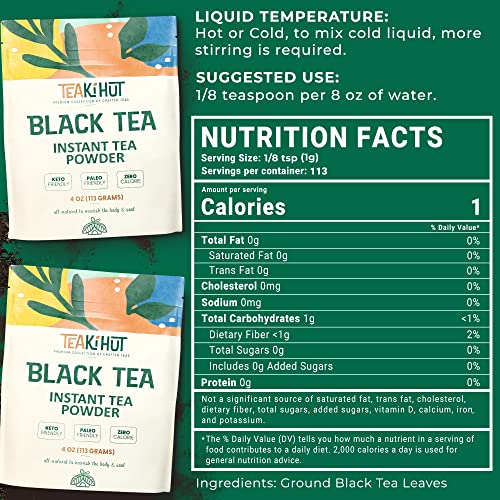 TEAki Hut Instant Black Tea Powder | Zero-Cholesterol Powdered B...