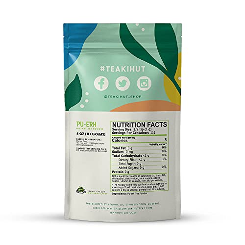 Teaki Hut Organic Instant Pu-Erh Tea Powder 4 Oz / 80 Servings