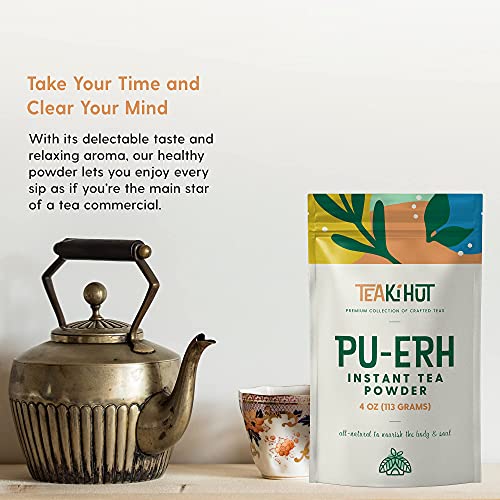 Teaki Hut Organic Instant Pu-Erh Tea Powder 4 Oz / 80 Servings