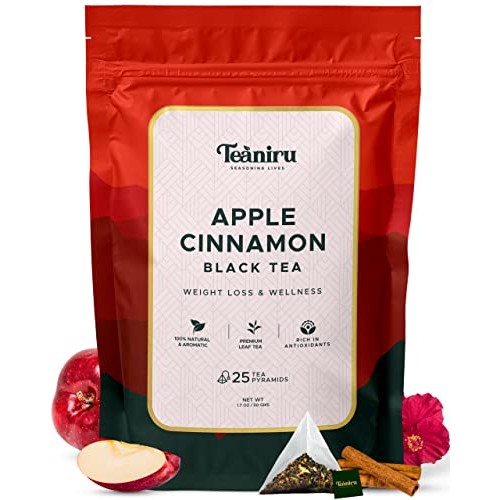 Teaniru, Apple Cinnamon Tea - 25 Pyramid Tea Bag | Energy Tea, N...