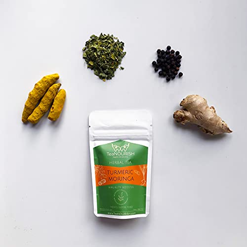TeaNOURISH Turmeric Moringa Herbal Tea | Blend of Indias Superf...