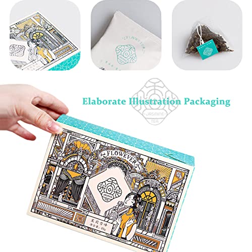 TeasBank Jasmine Green Tea Bags Sampler Organic Herbal Tea 14 Co...