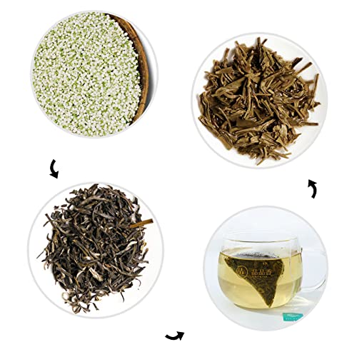 TeasBank Jasmine Green Tea Bags Sampler Organic Herbal Tea 14 Co...