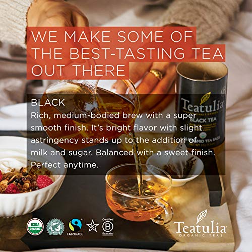 Teatulia Organic Black Tea, 50 Loose Leaf Premium Corn Silk Pyra