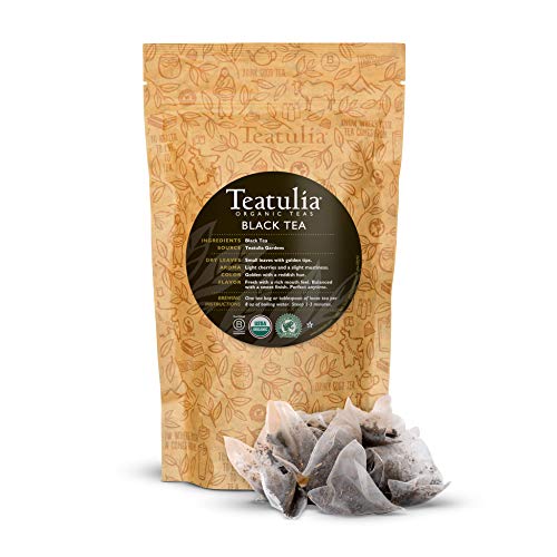 Teatulia Organic Black Tea, 50 Loose Leaf Premium Corn Silk Pyra