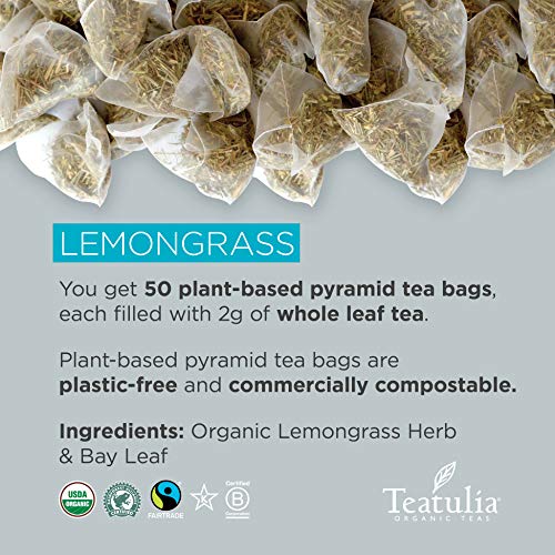 Teatulia Organic Lemongrass Tea + Bay Leaf Herbal Blend, 50 Corn