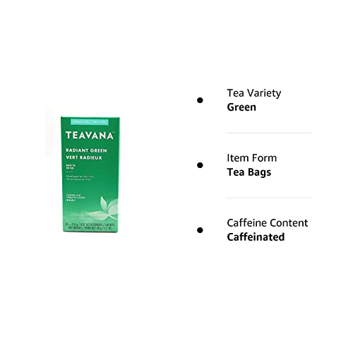 Teavana Radiant Green Tea, 0.07 Oz, Box of 24 Tea Bags
