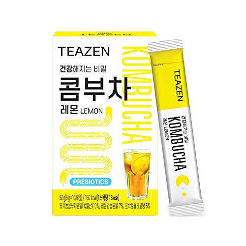 Teazen Kombucha Lemon Flavor 1.76Oz 10 Stickspack Tea Probiotics