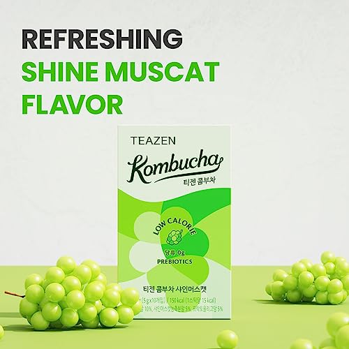 Teazen Kombucha Tea, Zero Sugar, Sparkling Fermented Powdered Mi...