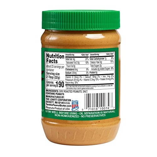 Teddie All Natural Peanut Butter, Smooth, 26-Ounce Jar Pack Of 3