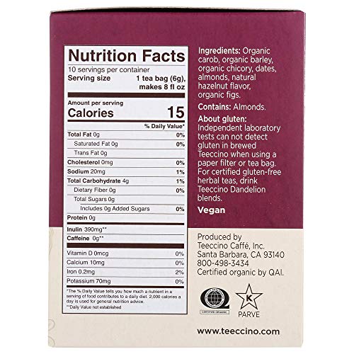 Teeccino Coffee Variety Pack Vanilla Nut, Hazelnut, Maca Chocol