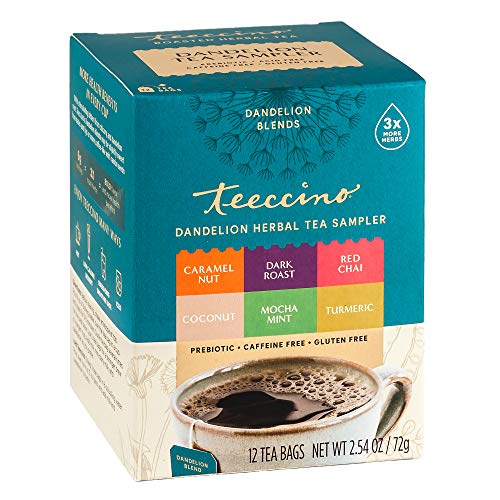 Teeccino Dandelion Tea Sampler – Caramel, Coconut, Dark Roast, M