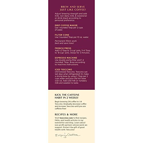 Teeccino Chicory Coffee Alternative - Mocha - Ground Herbal Coff