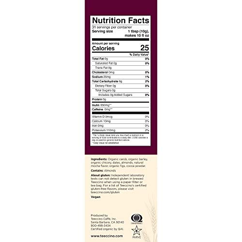 Teeccino Chicory Coffee Alternative - Mocha - Ground Herbal Coff