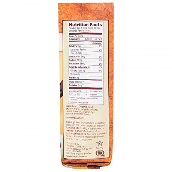 Teeccino Chicory Coffee Alternative – Almond Amaretto – Herbal C