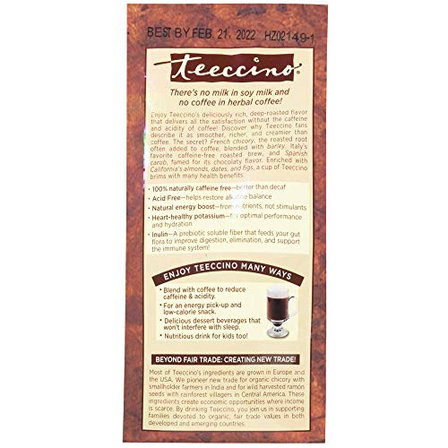 Teeccino Chicory Coffee Alternative – Hazelnut - Herbal Coffee |