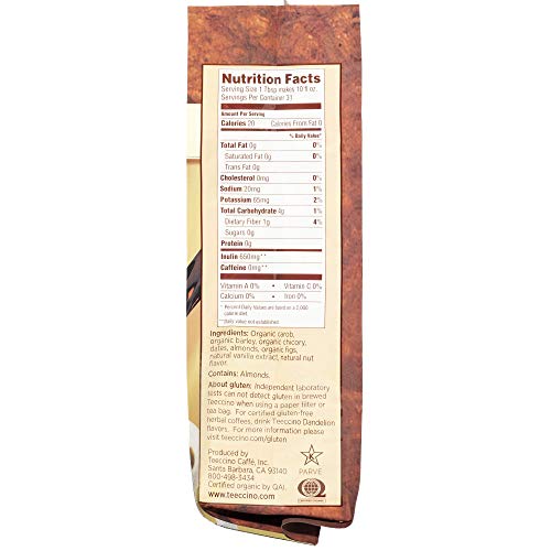Teeccino Chicory Coffee Alternative – Vanilla Nut – Herbal Coffe