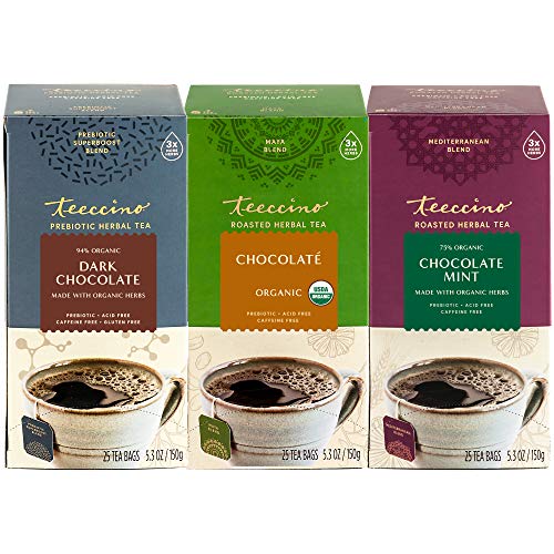 Teeccino Chocolate Lover’s Tea Variety Pack – Dark chocolate, Ch...