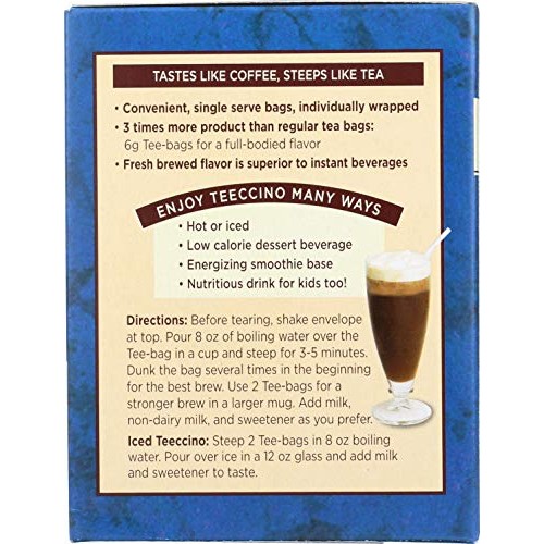 Teeccino Dandelion Caramel Nut Chicory Herbal Tea Bags, 10 Count